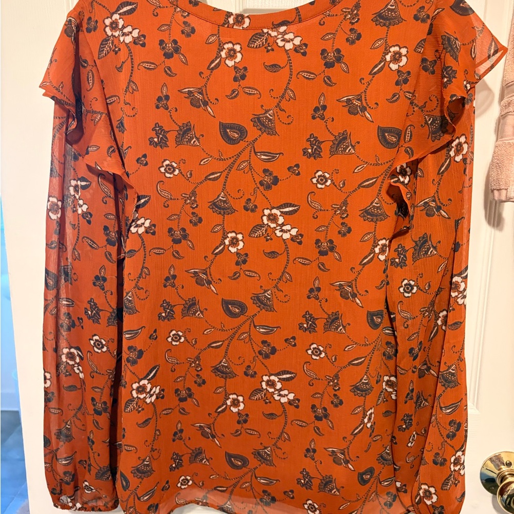 LOFT Orange Floral Blouse